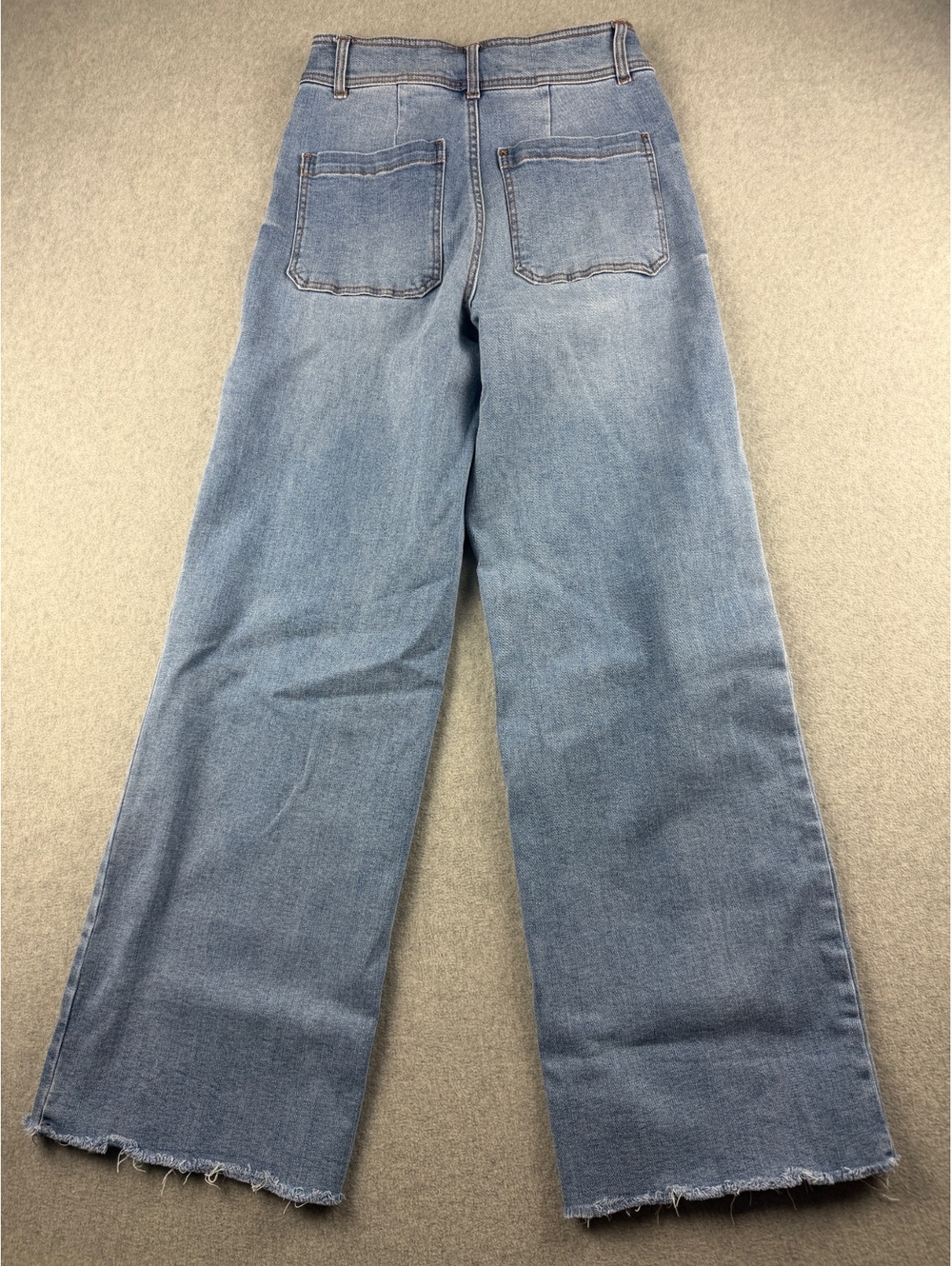 OAT New York Jeans Womens 6/28 High Rise Wide Leg Patch Pocket Raw Hem - Picture 2 of 7